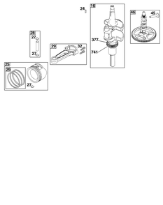 Crankshaft Group Diagram and Parts List for 44S977-0046-G1 400000 - 699999 Briggs and Stratton Engine